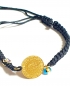 Preview: Echt massiv 916/-22K GOLD Münze Ceyrek Altin mit GOLD Nazar als Armband