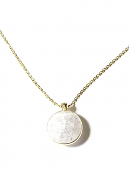 585/-14K GELBGOLD Collierkettchen mit weißem Bergquarz