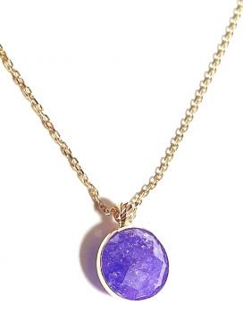 585/-14K GOLD Collier mit einem lila Bergquarz bestückt