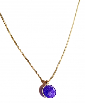 585/-14K GOLD Collier mit einem lila Bergquarz bestückt