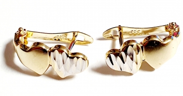 Gold 585/ -14 K Ohrringe schön ohne Steine Doppel Herzform