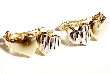 Gold 585/ -14 K Ohrringe schön ohne Steine Doppel Herzform