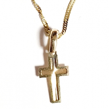 ECHTE 45 cm GOLDKETTE 585 (14K) MIT 585 (14) KREUZANHÄNGER zum SUPER ANGEBOT