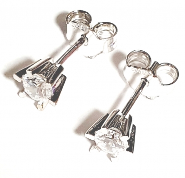 Echt Gold 585/ -14 K Ohrstecker schön mit Zirkonia Weissgold