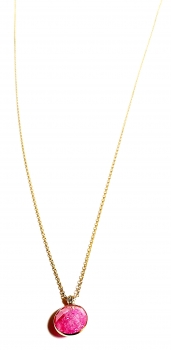 585/-14K GOLD Collier mit einem rosa Bergquarz bestückt