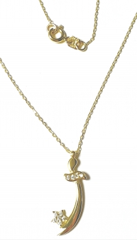 585/-14K GOLD Collier SCHWERT STERN (KILIC) mit hochwertigen ZIRKONIA