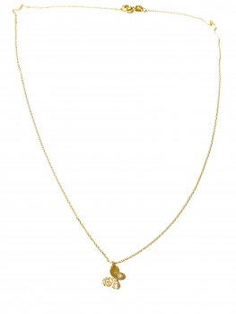 585/-14K GOLD glänzender Schmetterling Gold Collier mit Zirkonia bestückt