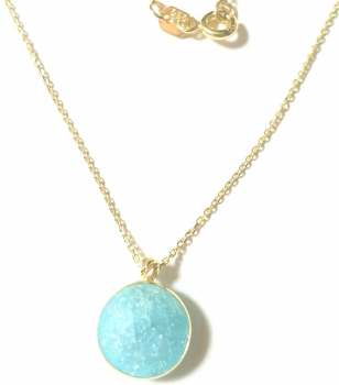 585/-14K GOLD Collierkettchen mit blauem Bergkristall