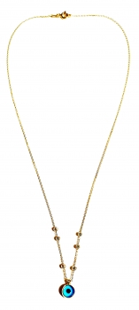 585/-14K GOLD Schutz mit dem TÜRKISCHEN AUGE Gold Collier