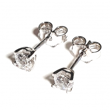 Echt Gold 585/ -14 K Ohrstecker schön mit Zirkonia Weissgold