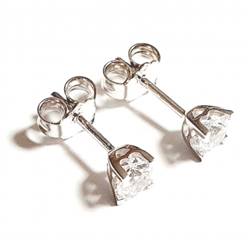 Echt Gold 585/ -14 K Ohrstecker schön mit Zirkonia Weissgold