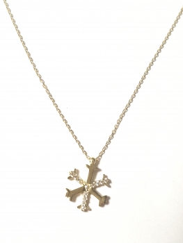 585/-14K GOLD Collier mit magischem Schneeflocken Goldanhänger