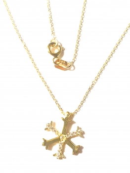 585/-14K GOLD Collier mit magischem Schneeflocken Goldanhänger