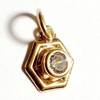 ECHT GOLD 585 /-14K GOLDANHÄNGER MIT ZIRKONIA SUPER ANGEBOT