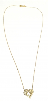 585/-14K GOLD HERZ Collier mit schönen Zirkonia