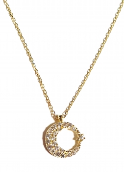 585/-14K GOLD Mond Stern Gold Collier mit Zirkonia bestückt