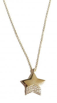 585/-14K GOLD sehr schöner STERN Gold Collier mit Zirkonia bestückt