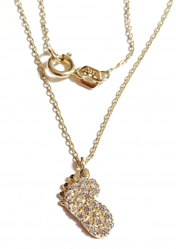 585/-14K GOLD Babyfüsschen Collier mit Zirkonia