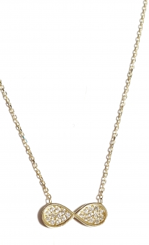 585/-14K GOLD UNENDLICHKEITSZEICHEN Gold Collierkettchen mit Zirkonia