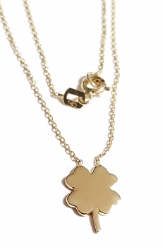 585/-14K GOLD KLEEBLATT Collier als Glücksbringer
