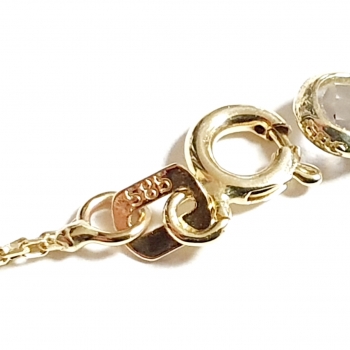 585/-14K GELBGOLD TÜRKISCHES AUGE ARMBAND MIT ZIRKONIA