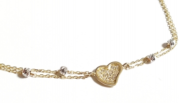 585/-14K GELBGOLD ARMBAND MIT ZIRKONIA HERZFORM