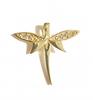 ECHTER GOLDANHÄNGER 585/-14K GOLD LIBELLE MIT STEINEN