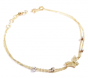585/-14K GELBGOLD ARMBAND MIT ZIRKONIA SCHMETTERLING
