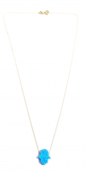 585/-14K GOLD Collierkettchen GRÜNBLAU Bergquarz Fatimas Hand