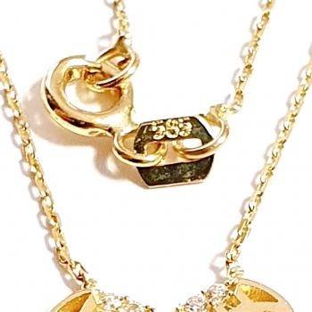 585/-14K GOLD Sagenhafter Engelsflügel Gold Collier mit Zirkonia