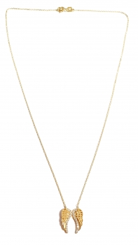 585/-14K GOLD Sagenhafter Engelsflügel Gold Collier mit Zirkonia