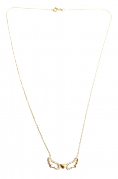 585/-14K GOLD magische Engelsflügeln-Herz Gold Collier mit Zirkonia bestückt