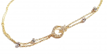 585/-14K GELBGOLD ARMBAND Halbmond mit Stern Zirkonia