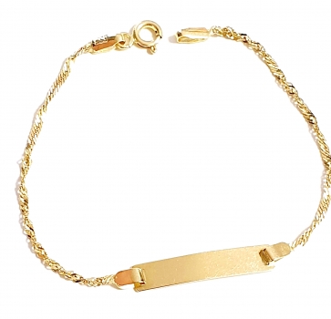 585/-14K GELBGOLD KINDERARMBAND MIT PLATTE, für GRAVUR geeignet