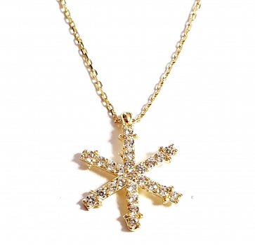 585/-14K GOLD Collier mit magischem Schneeflocken Goldanhänger