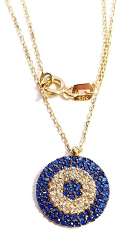 585/-14K GOLD Schütze dich mit dem TÜRKISCHEN AUGE Gold Collier