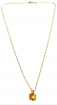 GOLDKETTE 585(14K)MIT ECHTEM 585 (14) CITRINFARBENER ZIRKONIA ANHÄNGER