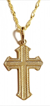 MASSIV ECHTE GOLDKETTE 585 (14K) MIT ECHTEM 585 (14K) KREUZANHÄNGER