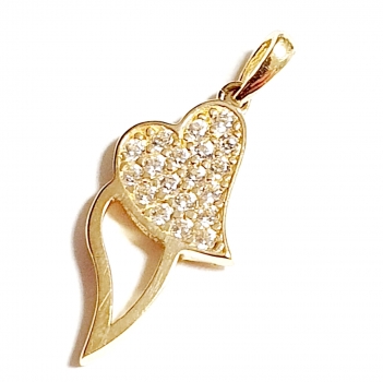 GOLDANHÄNGER 585/-14K GOLD HERZ MIT STEINEN