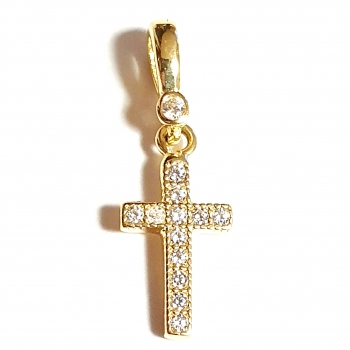 ECHTER GOLDANHÄNGER 585/-14K GOLD KREUZ MIT STEINEN