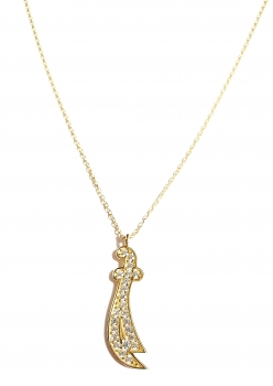 585/-14K GOLD Collier SCHWERT (KILIC) mit ZIRKONIA