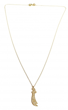 585/-14K GOLD Collier SCHWERT (KILIC) mit ZIRKONIA