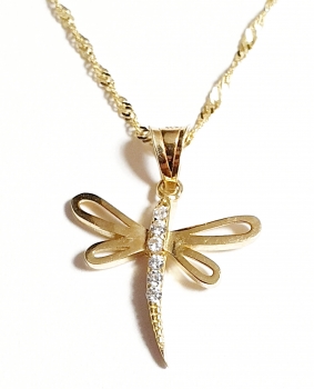 GOLDKETTE 585/-14K MIT ECHTEM 585 / -14K LIBELLEN ANHÄNGER