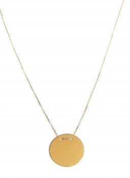 585/-14K GOLD Collier mit runder Gold PLATTE, für Gavur super geeignet
