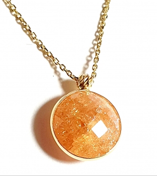 585/-14K GOLD Collier mit feuerfarbenem Bergquarz