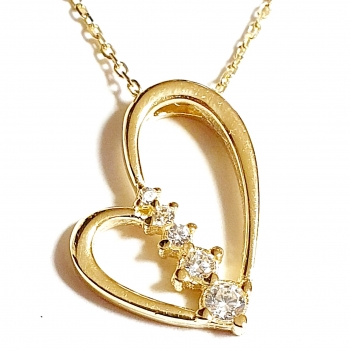 585/-14K GOLD HERZ Collier wirklich bezaubernd