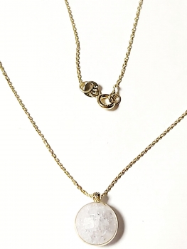 585/-14K GELBGOLD Collierkettchen mit weißem Bergquarz