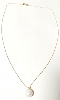585/-14K GELBGOLD Collierkettchen mit weißem Bergquarz