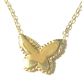 585/-14K GOLD süsser Schmetterling Gold Collier