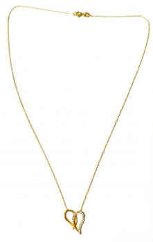 585/-14K GOLD HERZ Collier mit Zirkonia bestückt